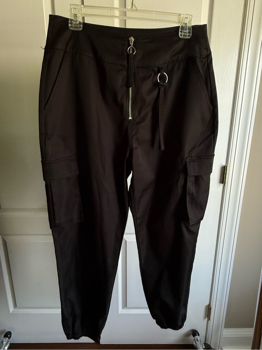 wild fable Black Cargo Joggers with Ring & Zip Detail